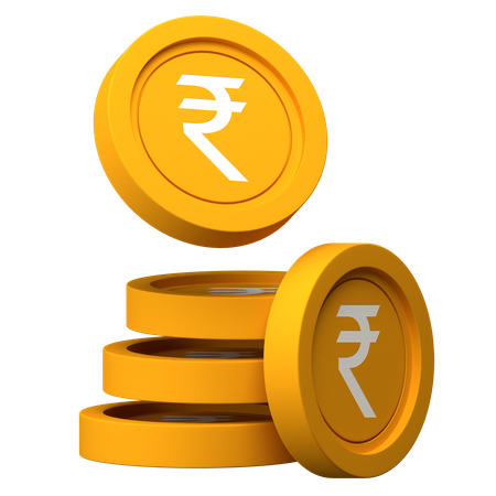 Pilha de moedas de rupia  3D Icon