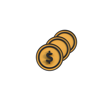 Pilha de moedas em movimento  3D Icon