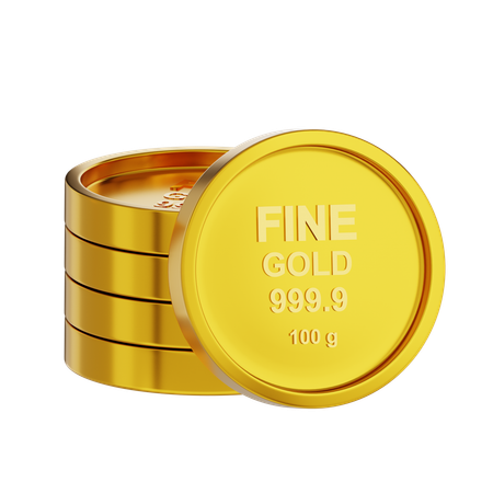 Pilha de moedas de ouro 100 g  3D Icon