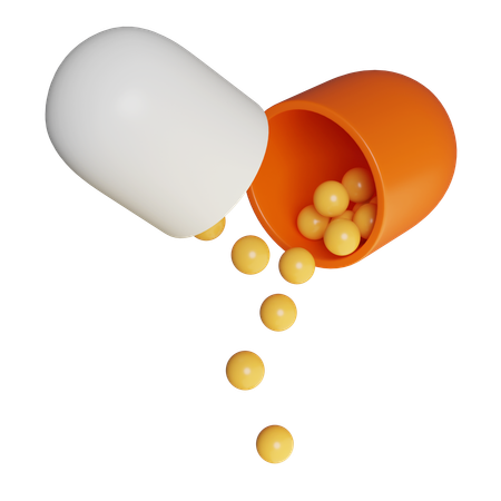 Pill With Contents Spilling Out  3D Icon