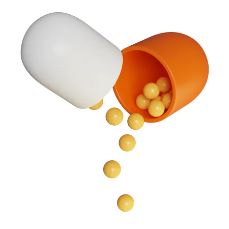 Pill With Contents Spilling Out  3D Icon