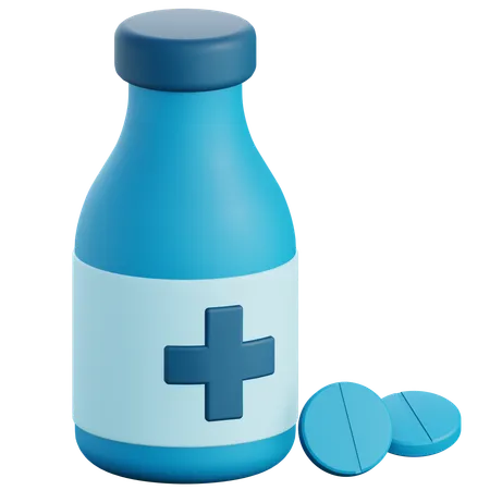 Pillsmedicine bottle and tablets  3D Icon