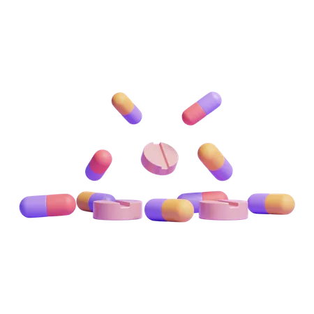 Floating Medical Pills Icon 3D Icon