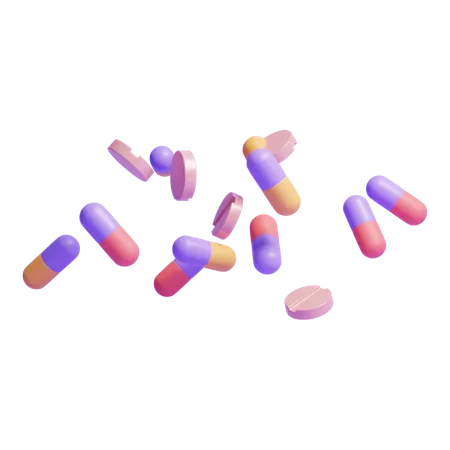 Floating Medical Pills Icon 3D Icon