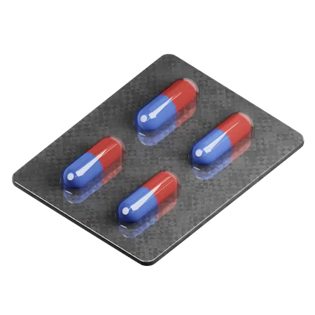 Pills Blister 3D Illustration