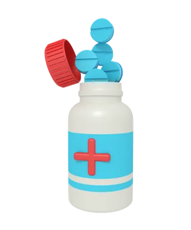 3 D Illustration Of Medicine Pill On Bottle 3D Icon