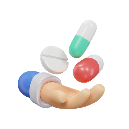 Pills On Hand  3D Icon