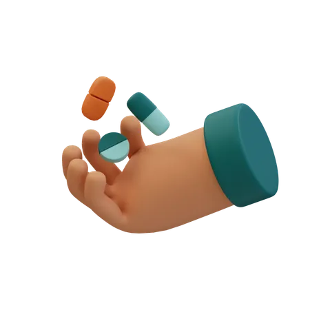 Pills on hand  3D Icon