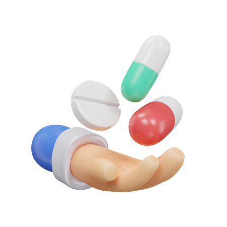 Pills On Hand  3D Icon