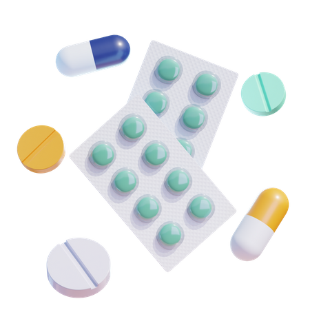 Pills Tablet Floating  3D Icon