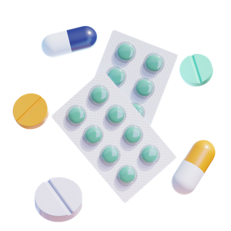 Pills Tablet Floating 3D Icon