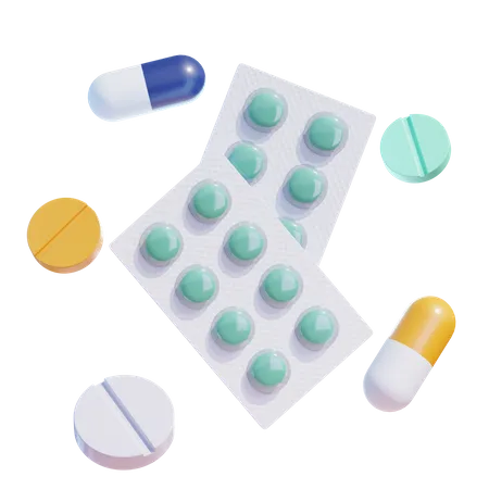 Pills Tablet Floating 3D Icon