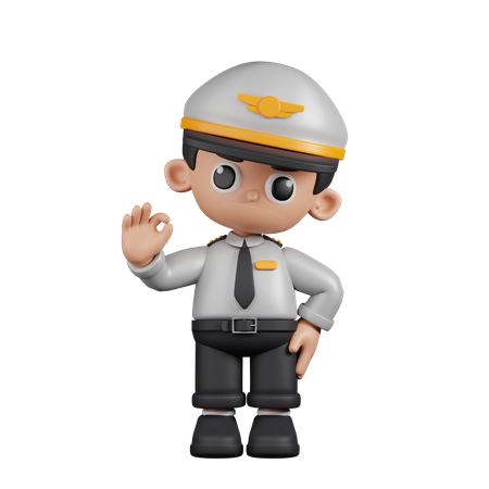 Pilot Giving Ok Sign  3D Illustration