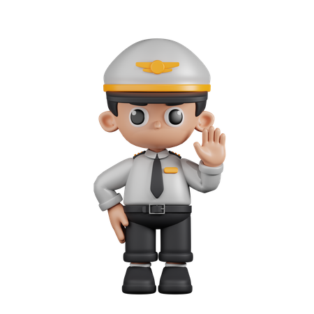 Pilot Hands Up  3D Illustration