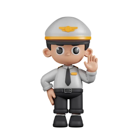 Pilot Hands Up  3D Illustration