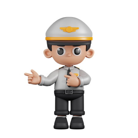 Pilot Pointing Fingers In Direction  3D Illustration