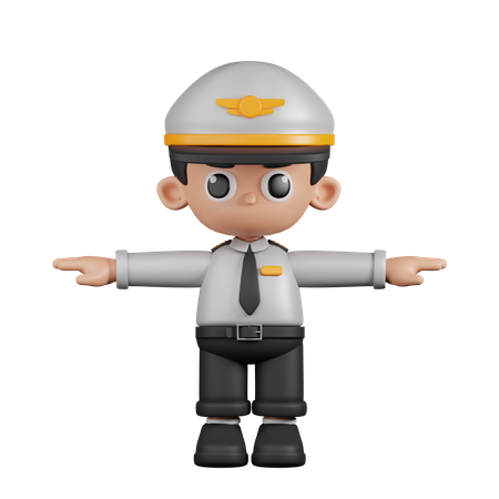 Pilot Showing T Pose  3D Illustration