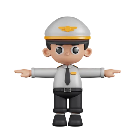 Pilot Showing T Pose  3D Illustration