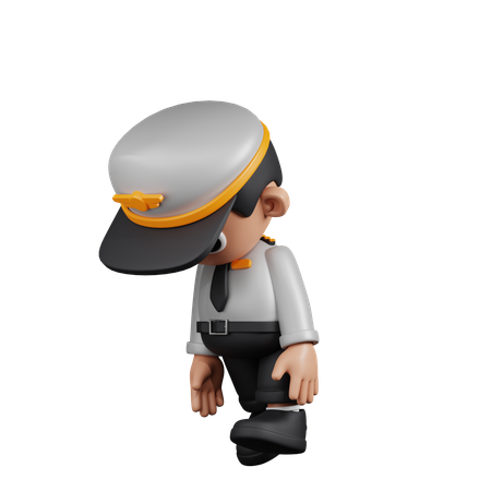 Pilot Tired Walk  3D Illustration