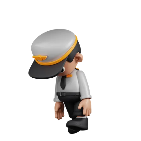 Pilot Tired Walk  3D Illustration