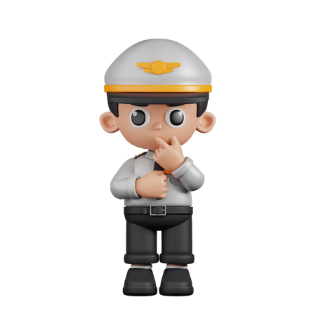 Pilot With Curious Pose  3D Illustration