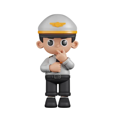 Pilot With Curious Pose  3D Illustration