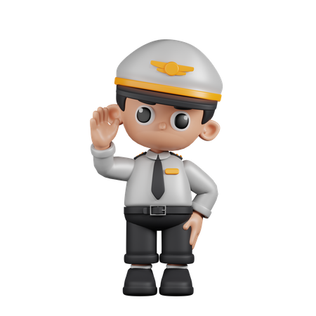 Pilot With Greeting  3D Illustration