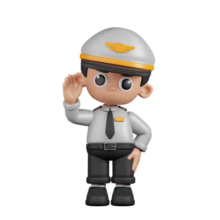 Pilot With Greeting  3D Illustration