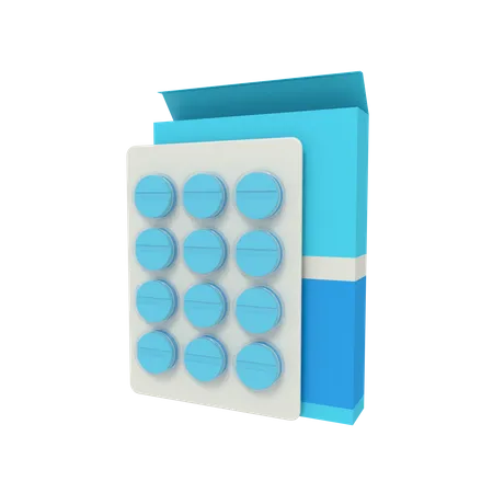 Illustration 3 D De La Pilule Medicinale Sur Lemballage 3D Icon