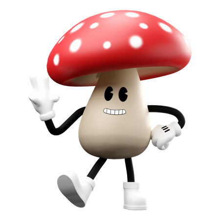 Pilz mit Victory-Zeichen  3D Emoji