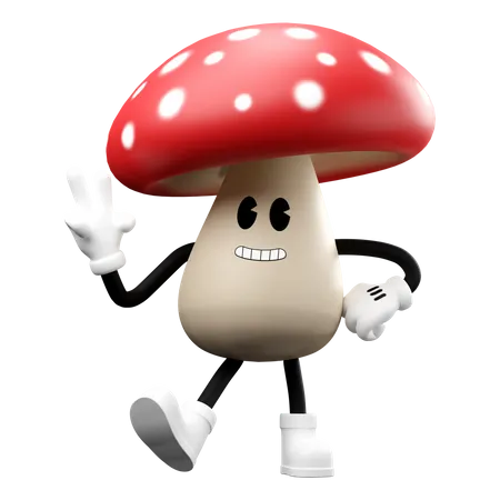 Pilz mit Victory-Zeichen  3D Emoji