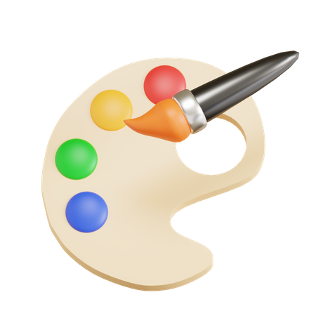 Pinceau et palette de couleurs  3D Icon