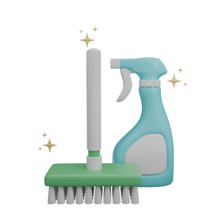 Brosse et pulvérisateur  3D Icon