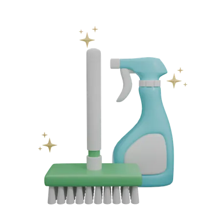 Brosse et pulvérisateur  3D Icon