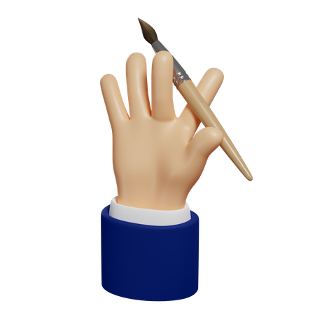 Pincel en mano  3D Illustration