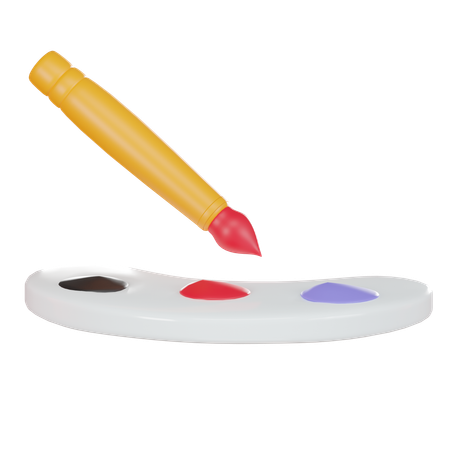 Pincel y paleta de colores  3D Icon