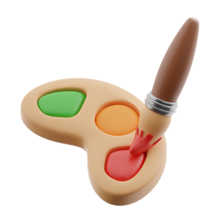 Pincel y paleta de colores  3D Icon