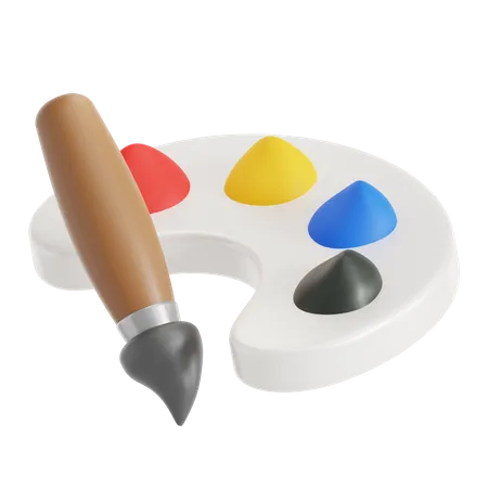 Pincel y paleta de colores  3D Icon