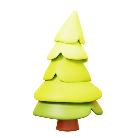 Cute Cartoon Green Pine Tree In Garden Farm Forest And Agriculture Nature And Environment Eco Concept 3D Icon