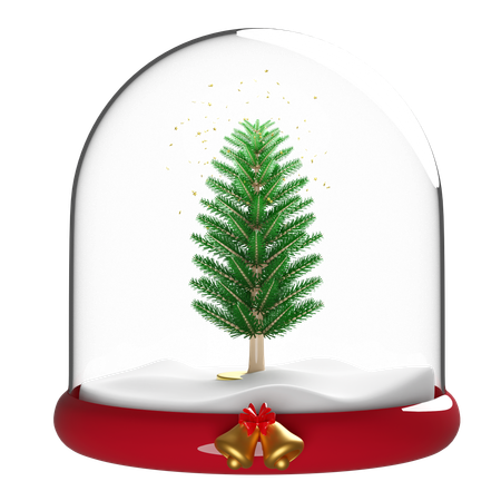 Pine tree is inside glass dome  3D Illustration