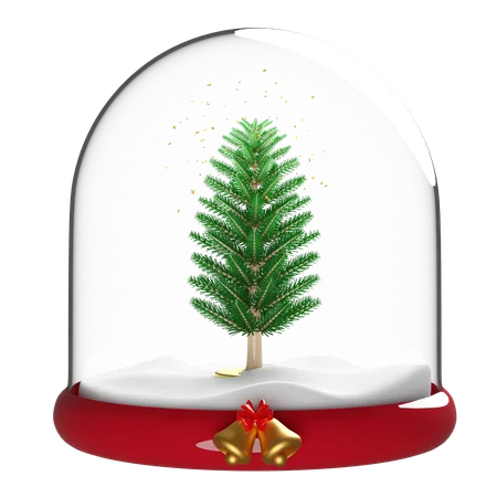 Pine tree is inside glass dome  3D Illustration