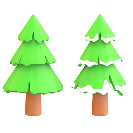 Pine tree with snow on leaves  3D Illustration