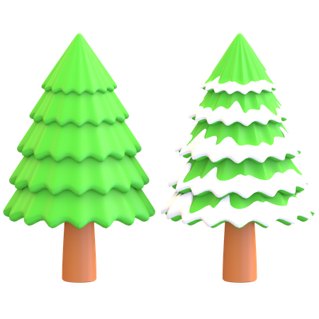 Pine tree with snow on leaves  3D Illustration