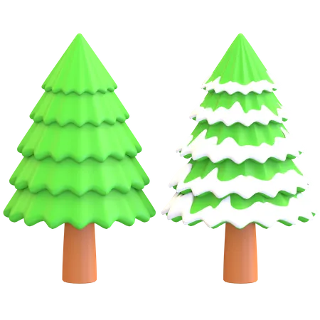 Pine tree with snow on leaves  3D Illustration