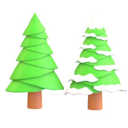 Pine tree with snow on leaves  3D Illustration