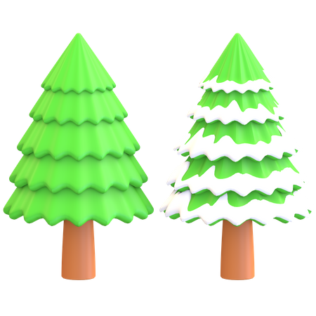 Pine tree with snow on leaves 3D Illustration