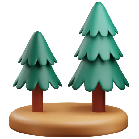 3 D Pine Trees Illustration With Transparent Background 3D Icon