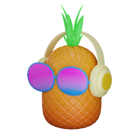 Pineapple And Glasses  3D Illustration