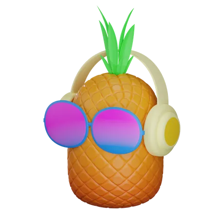 Pineapple And Glasses  3D Illustration