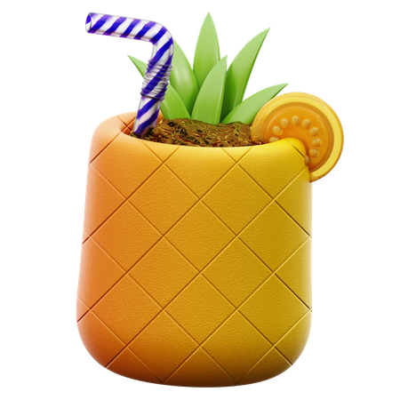 Pineapple Drink 3D Illustration